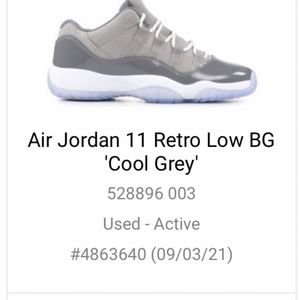 Air Jordan 11 Retro Low BG “cool grey”